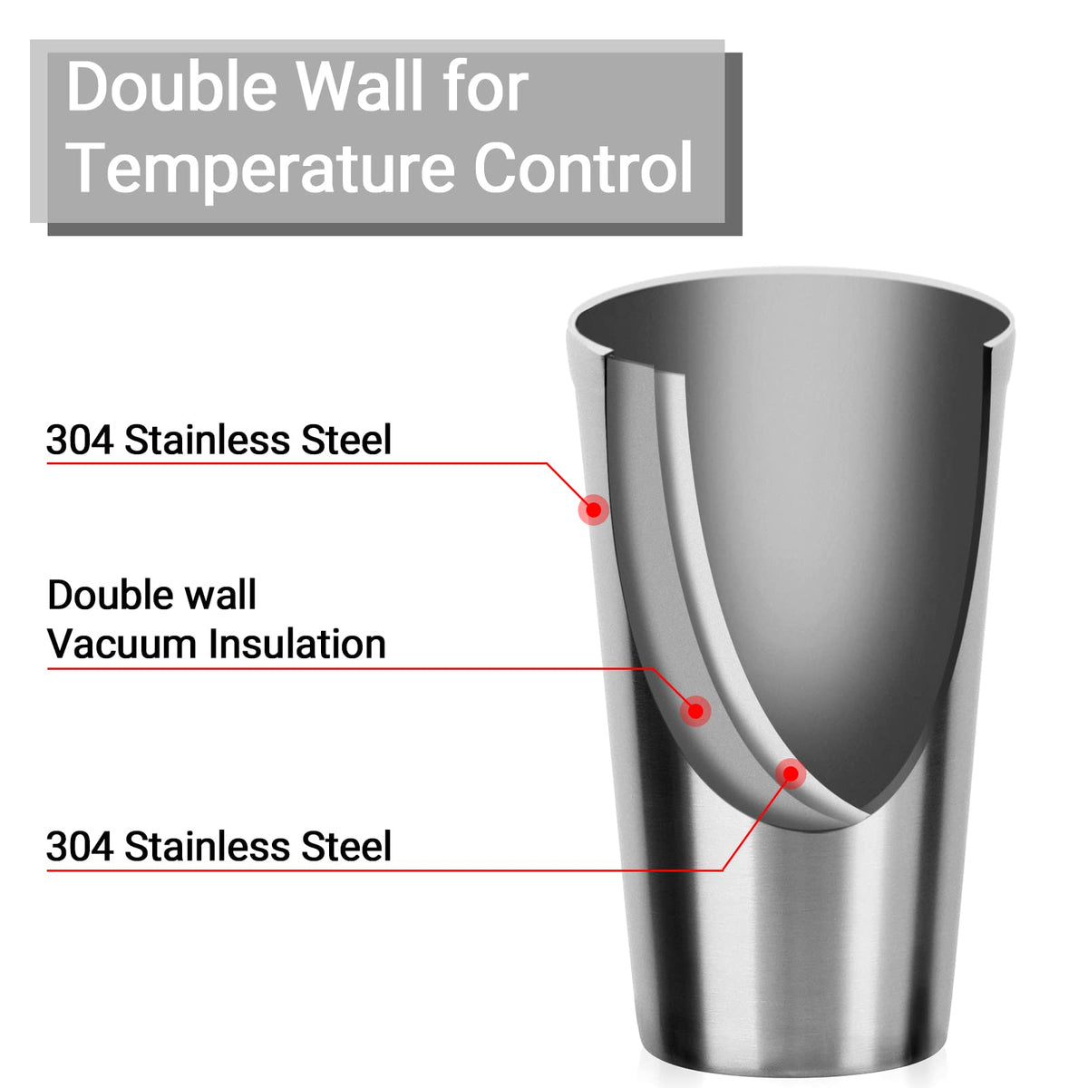 Beasea 18-8 stainless steel cups showing durable construction