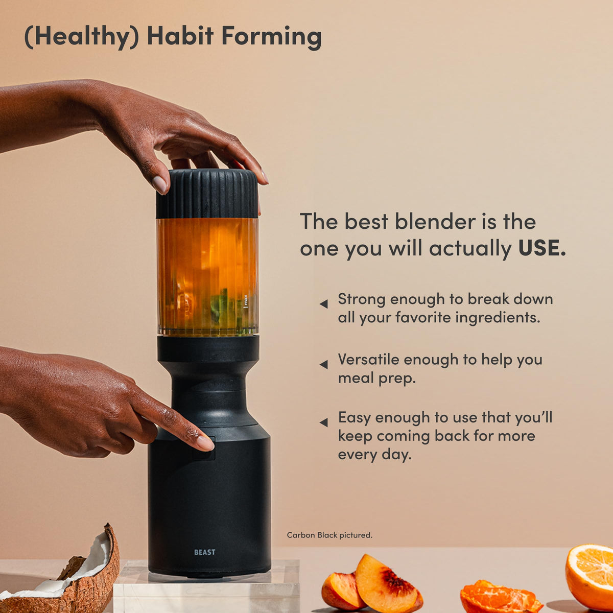 BEAST The Beast Mini Blender drinking lid makes take-anywhere smoothies easy