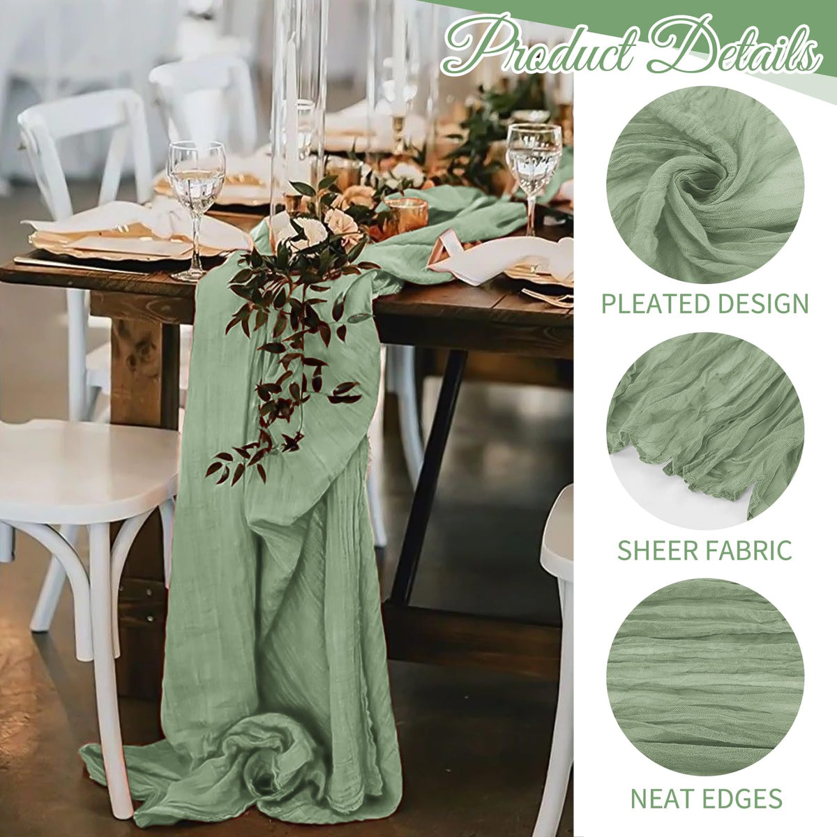 Beautane crinkle texture table runner adds romantic flair for celebrations.