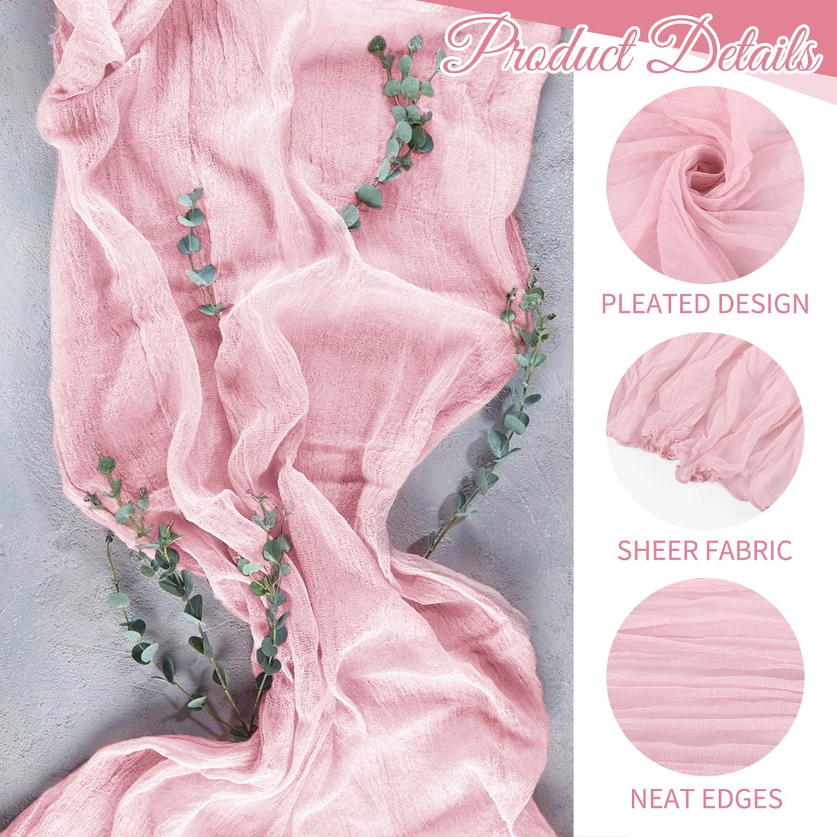 Beautane cheesecloth runner used as a baby shower backdrop for gentle elegance