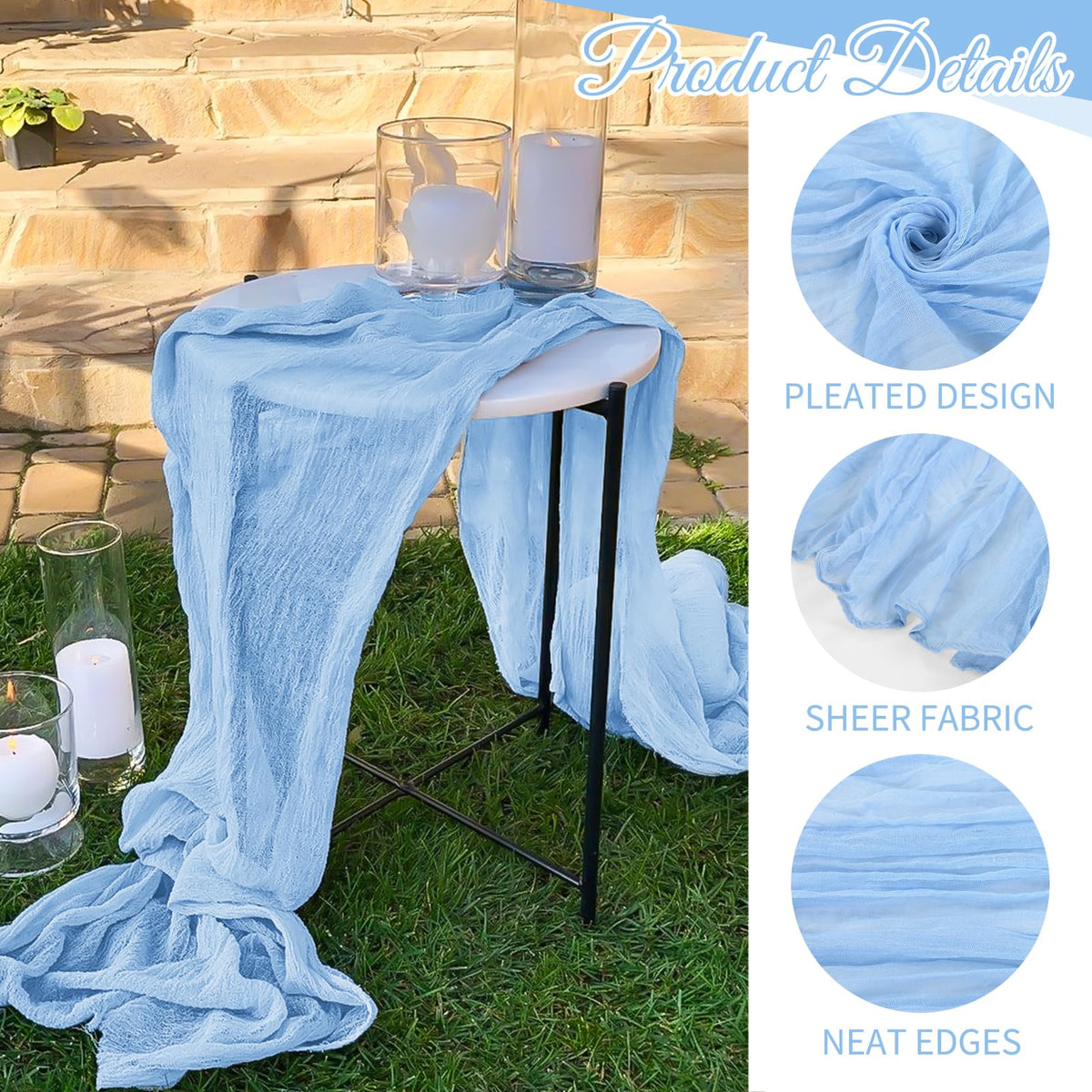 Beautane wedding decor cheesecloth runner drapes gracefully as a stylish backdrop.