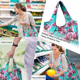 BeeGreen flower-print grocery tote ideal for everyday errands and style.