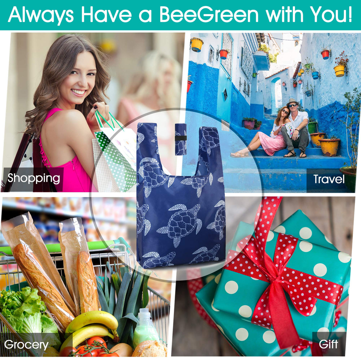 BeeGreen large-capacity tote holds groceries up to 50 pounds.