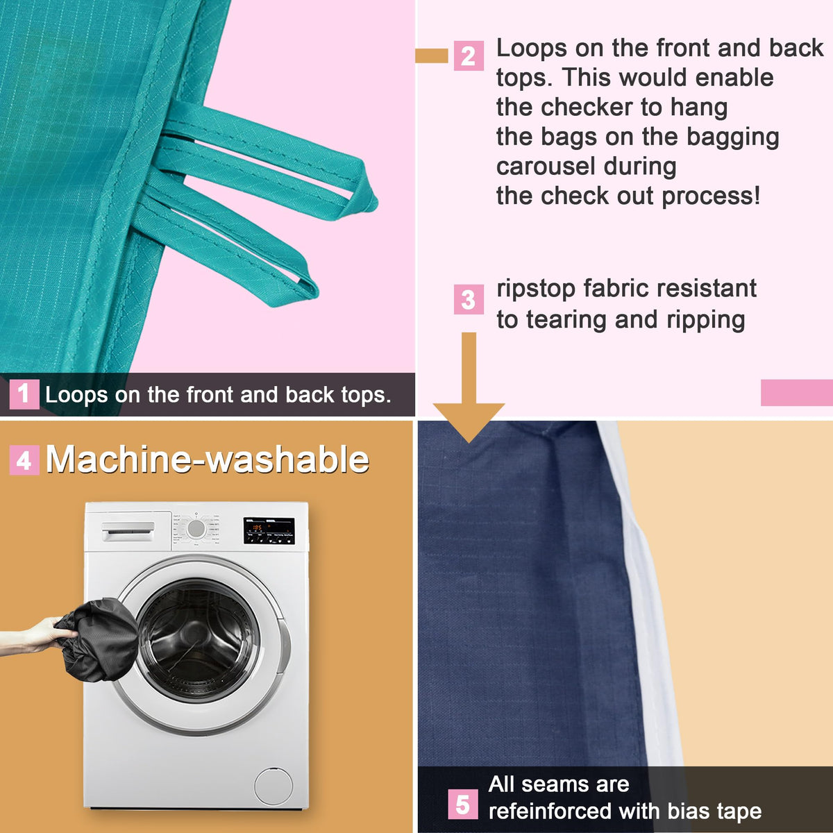 BeeGreen machine-washable grocery bags for easy cleaning after trips