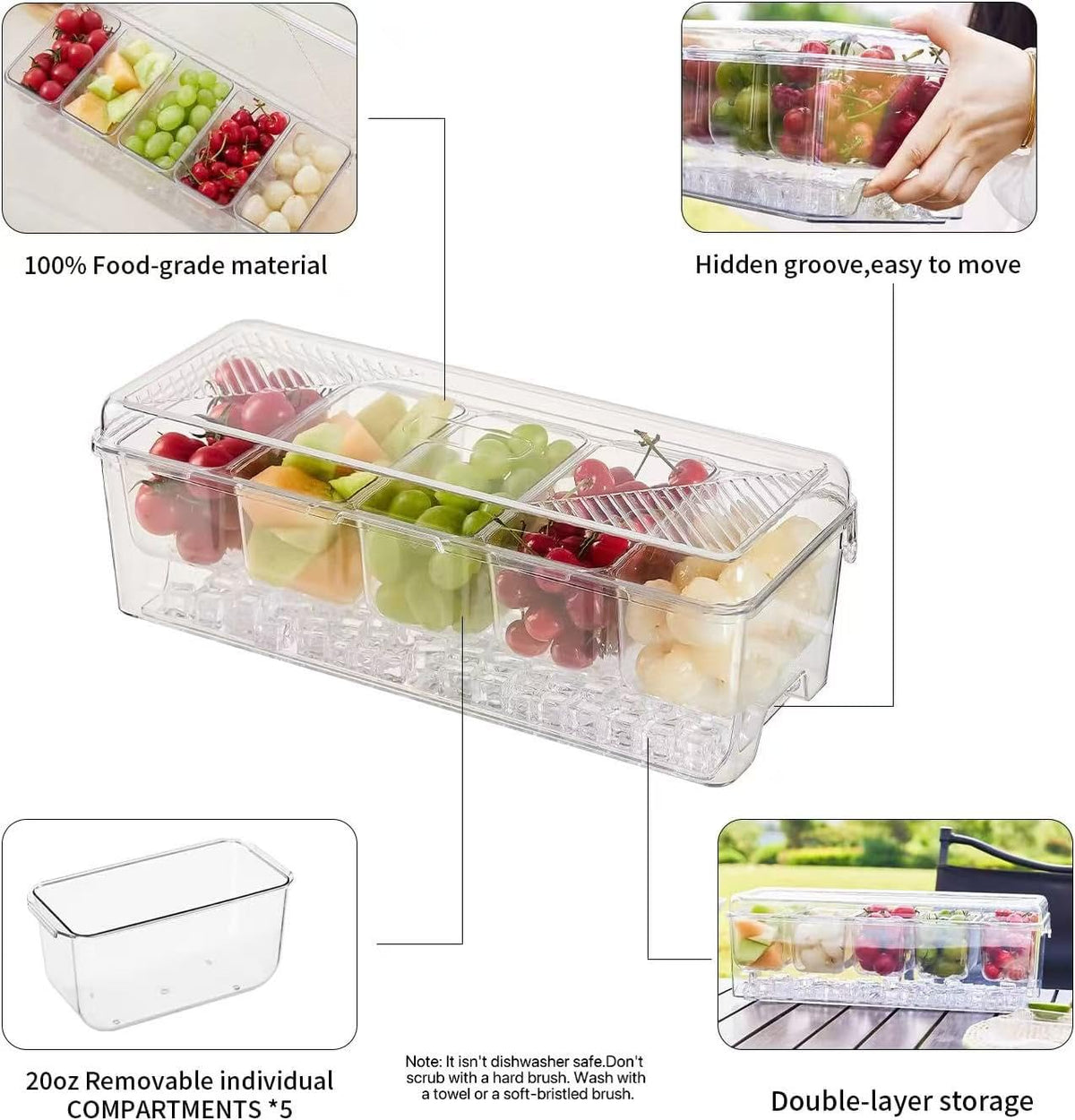 Beehomay serving platter with large lid for ready-to-serve trays.
