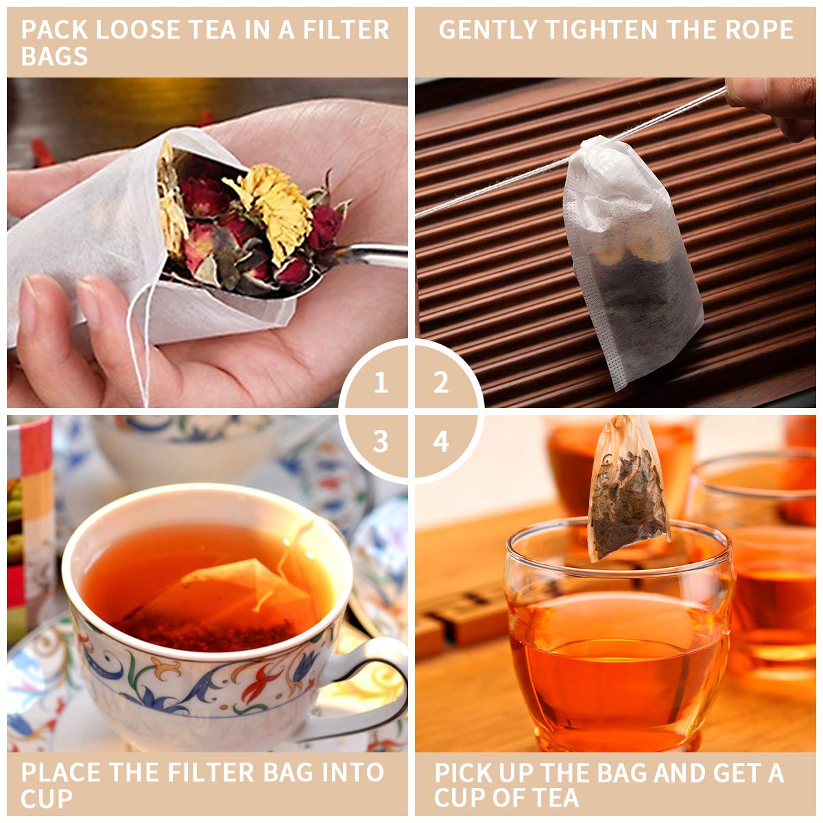 BEFORYOU travel mug compatible tea filter bags for on the go brewing