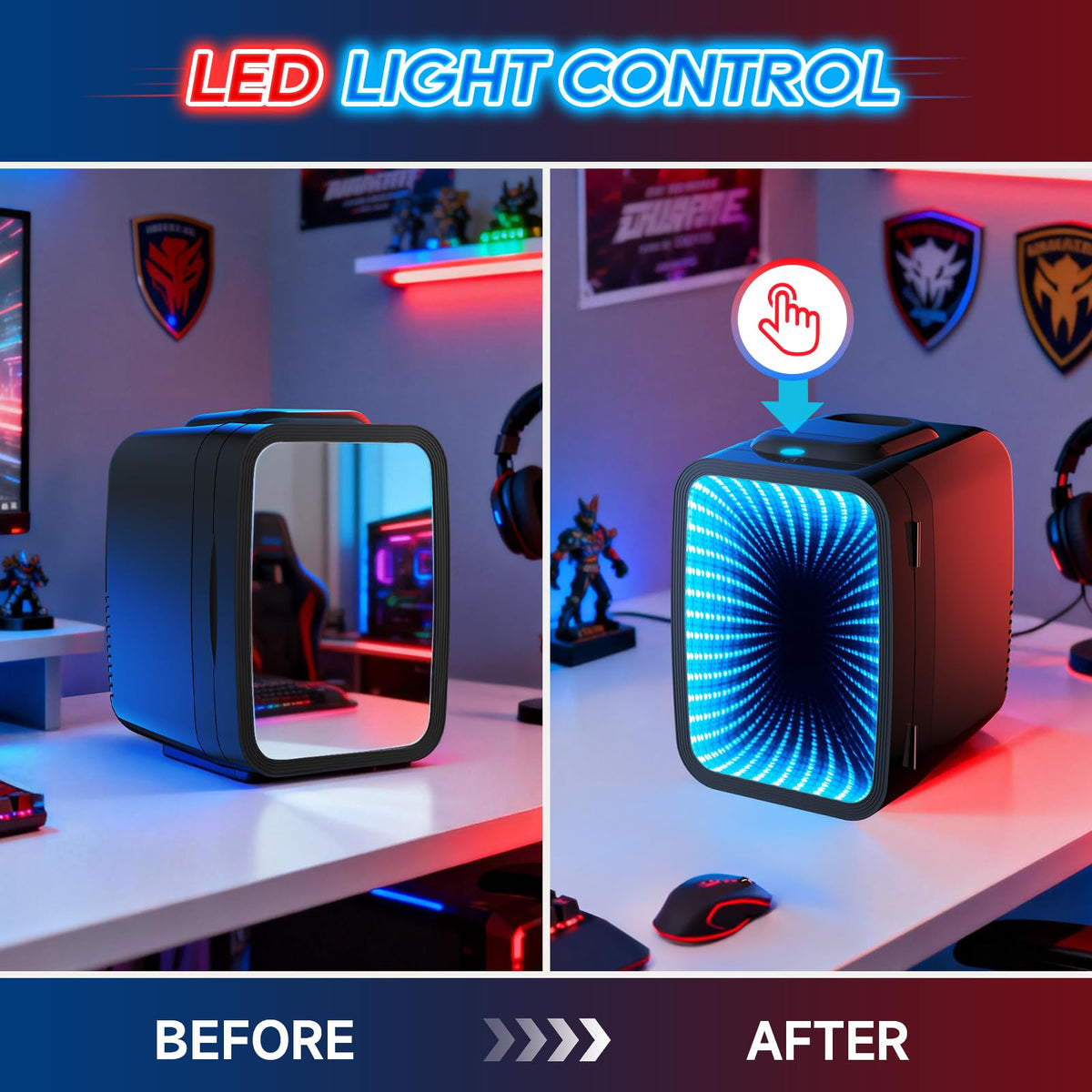 BEICHEN Mini Fridge shows 6-color LED strip for mood lighting