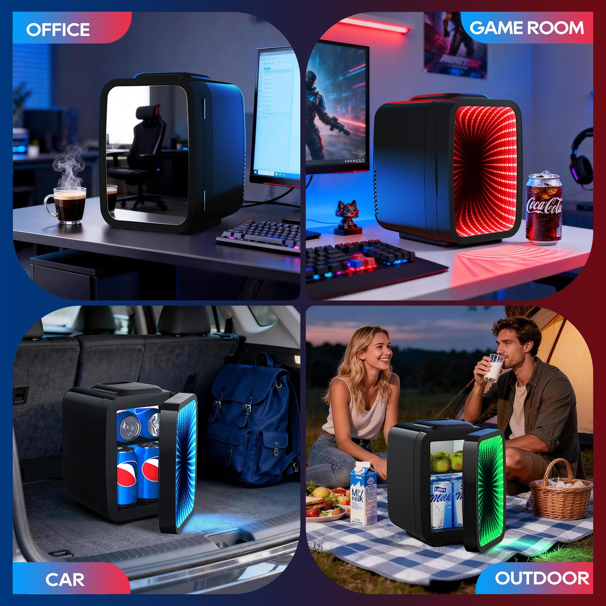 BEICHEN Mini Fridge with portable carry handle for easy transport