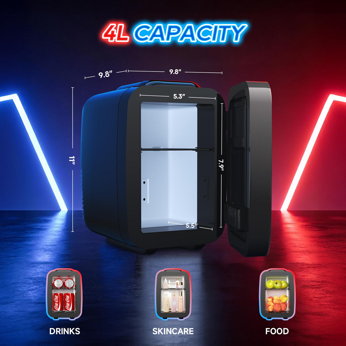 BEICHEN Mini Fridge operates quietly at 25 dB for bedrooms or offices