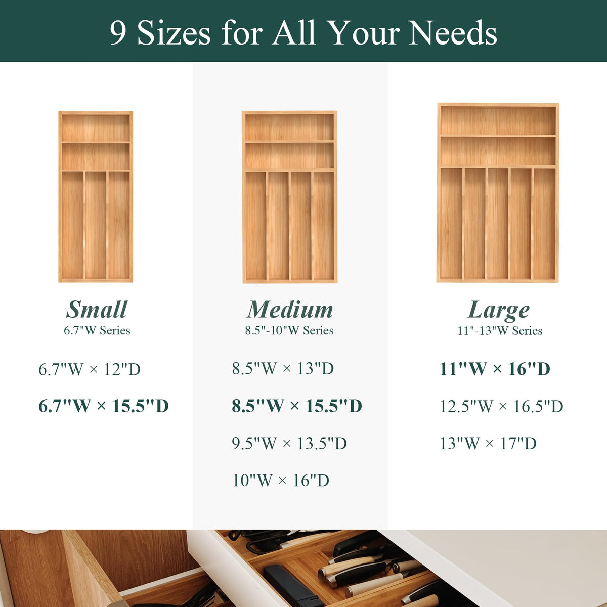 BEKVEM curved grooves cradle spoons and forks for smooth, quiet sliding.