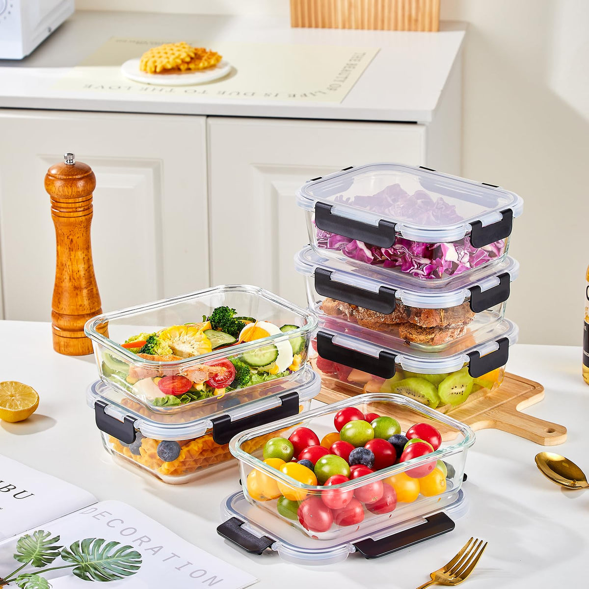 Belgol glass storage containers showing airtight locking lids for leakproof transport.