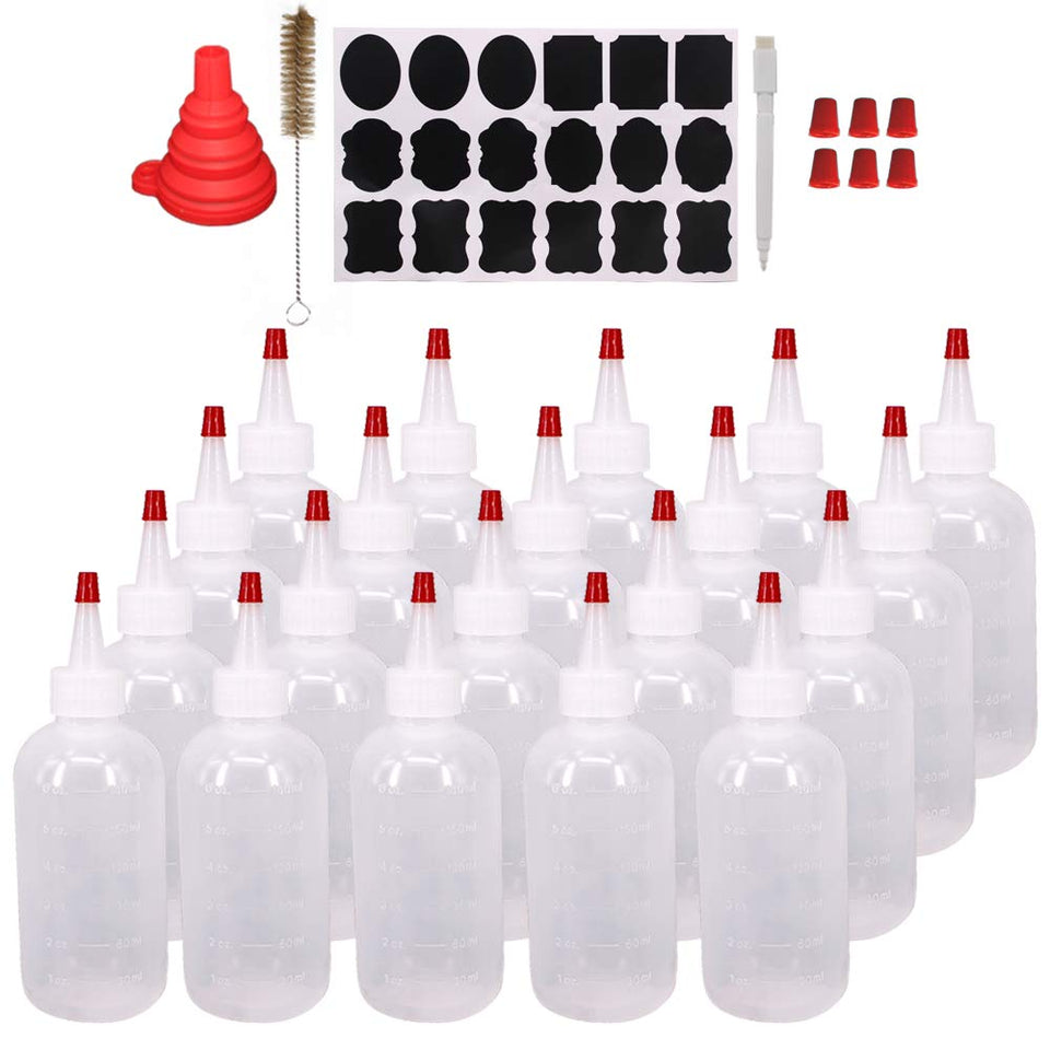 Belinlen 6 oz squeeze bottle with a red cap for precise, mess-free dispensing.