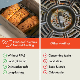 Bella 4Qt Air Fryer digital controls show 6 presets for quick cooking.