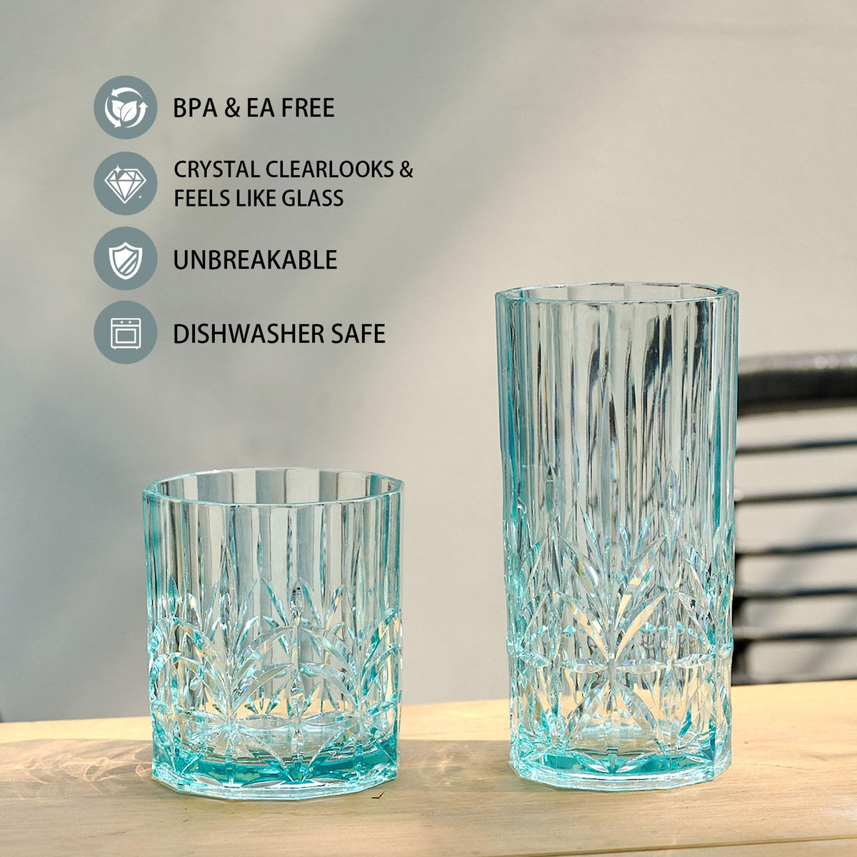 Bellaforte Tritan crystal-clear tumbler close-up highlighting clarity.