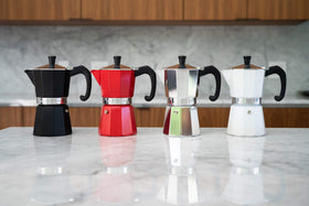 Bellemain moka pot front view highlights even heating and compact design