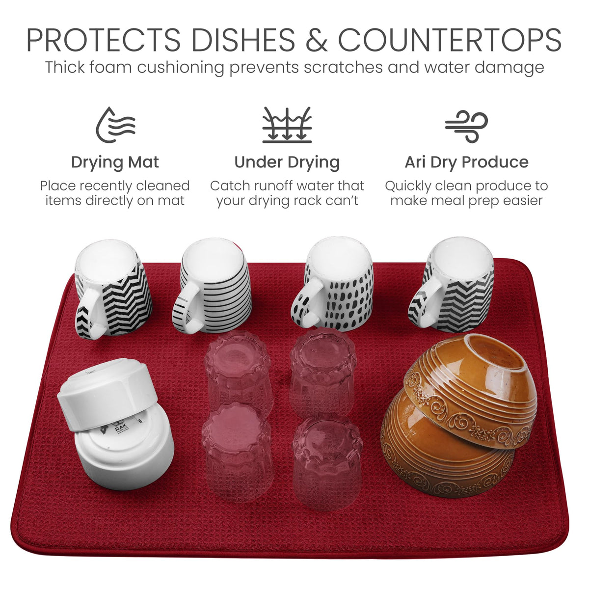 Bellemain XL dish mat quick-dry hang tag enables fast air drying