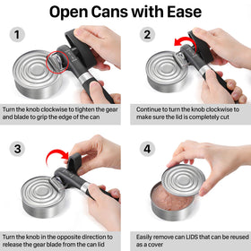 Beneno can opener works on round and oval cans for versatility.