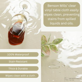Benson Mills durable PVC tablecloth protector withstands spills and everyday use