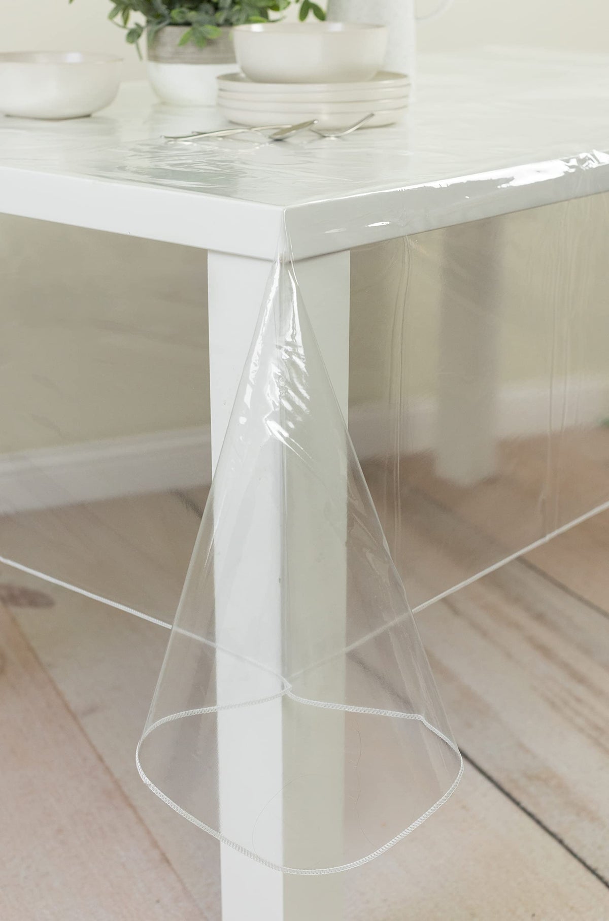Benson Mills tablecloth on long table during a lively gathering.