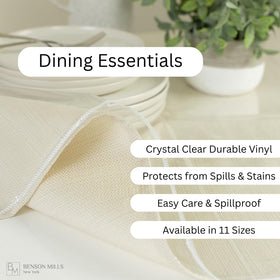 Benson Mills waterproof tablecloth protector resisting spills during meals and outdoor dining.