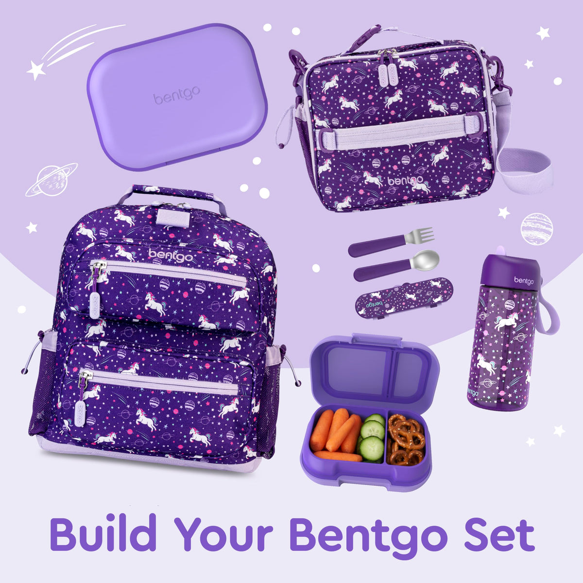 Backpack-ready Bentgo Chill Kids with a durable purple exterior.
