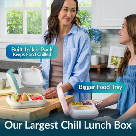 Bentgo Chill Max ice pack under tray preserves freshness for work or school.