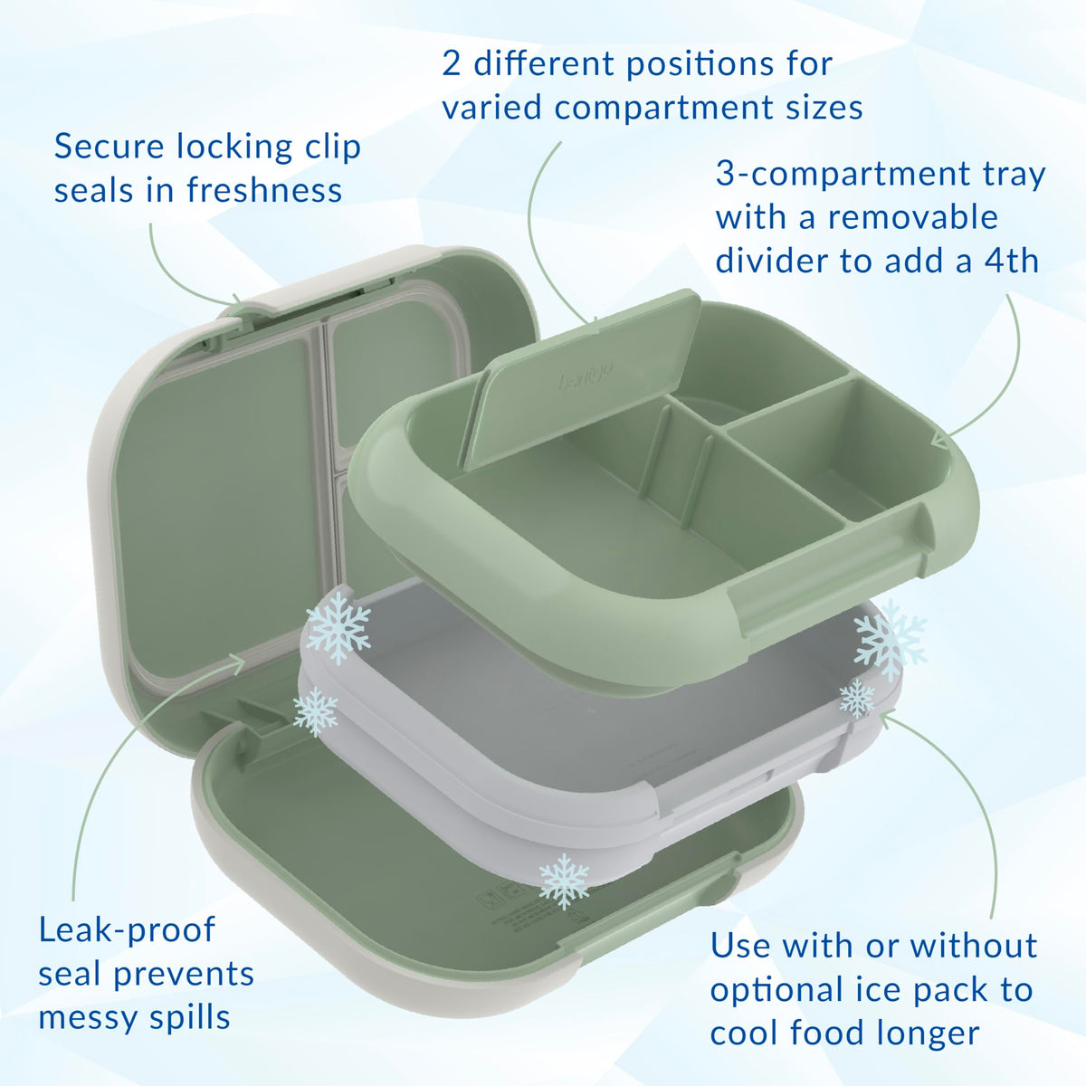 Bentgo Chill Max removable divider enables 3- or 4-compartment layouts.