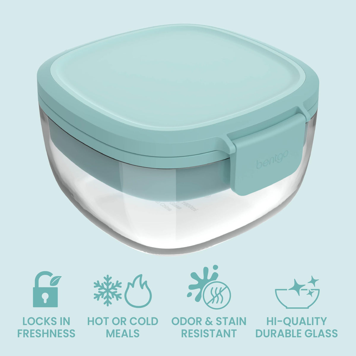 Removable 4-compartment tray keeps toppings separate and meals organized inside the bowl.