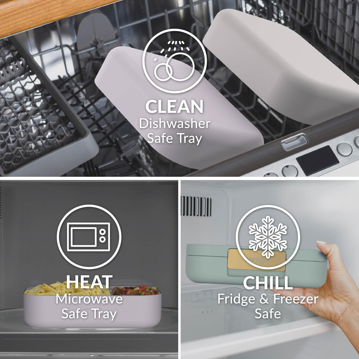 Bentgo Modern removable divider in action for flexible portions.