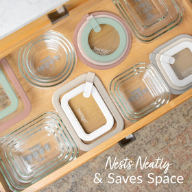 Bentgo Signature nesting design lets containers stack compactly for tidy cupboards.