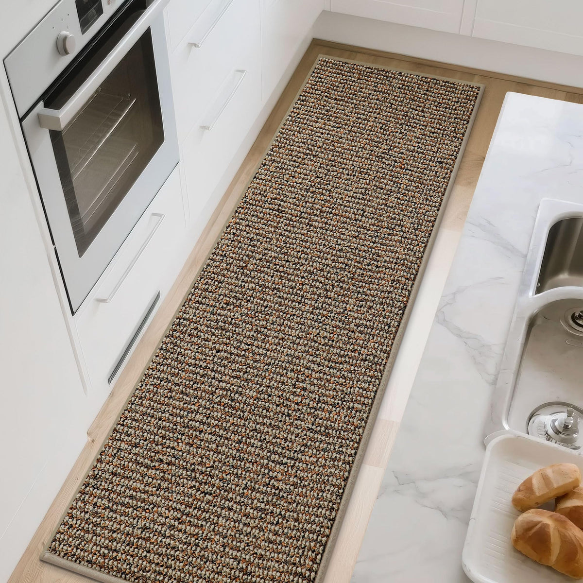 BEQHAUSE kitchen rug protects floors during foot traffic