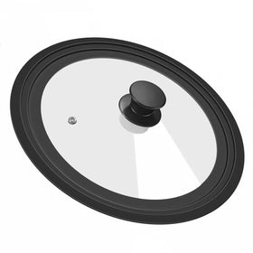 BERHT universal lid on an 11-inch pot showing versatile fit for multiple cookware.