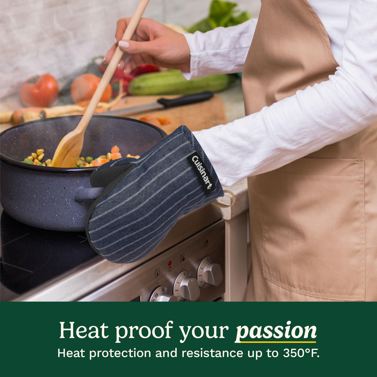 Best Brands Cuisinart Heritage mini oven mitts heat resistance up to 350F for safer pan handling.