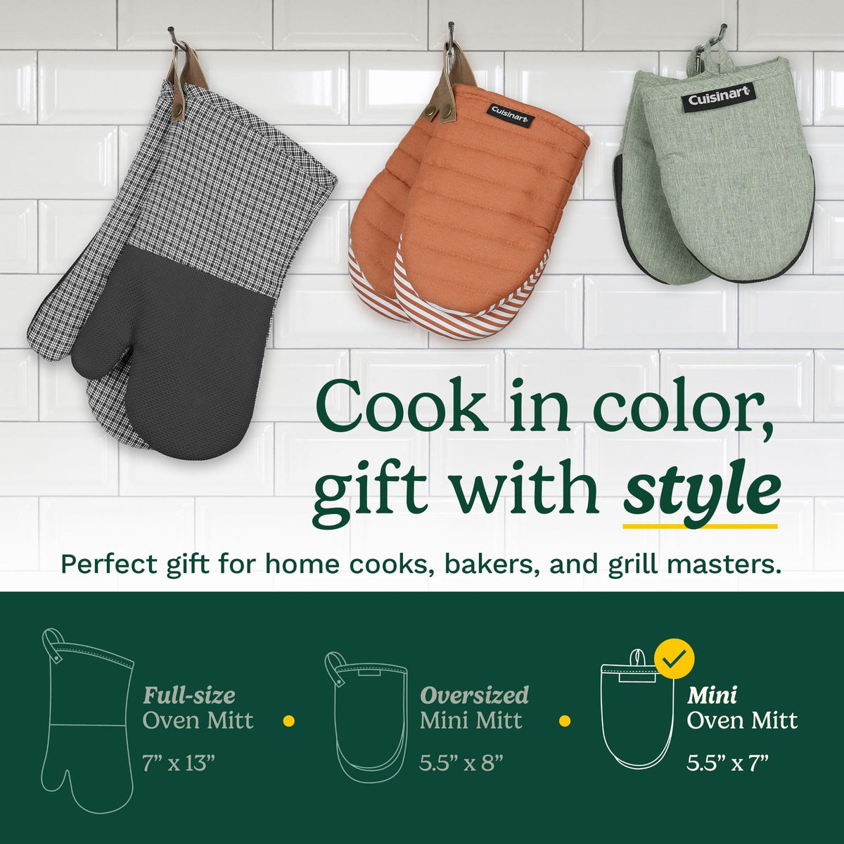 Best Brands Cuisinart mini oven mitts cotton filling for soft comfort