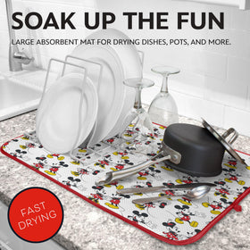 Best Brands Disney dish drying mats 2-pack Mickey and Minnie characters protect surfaces