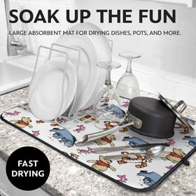 Best Brands Disney dish drying mats Pooh design on a counter for fresh kitchen air