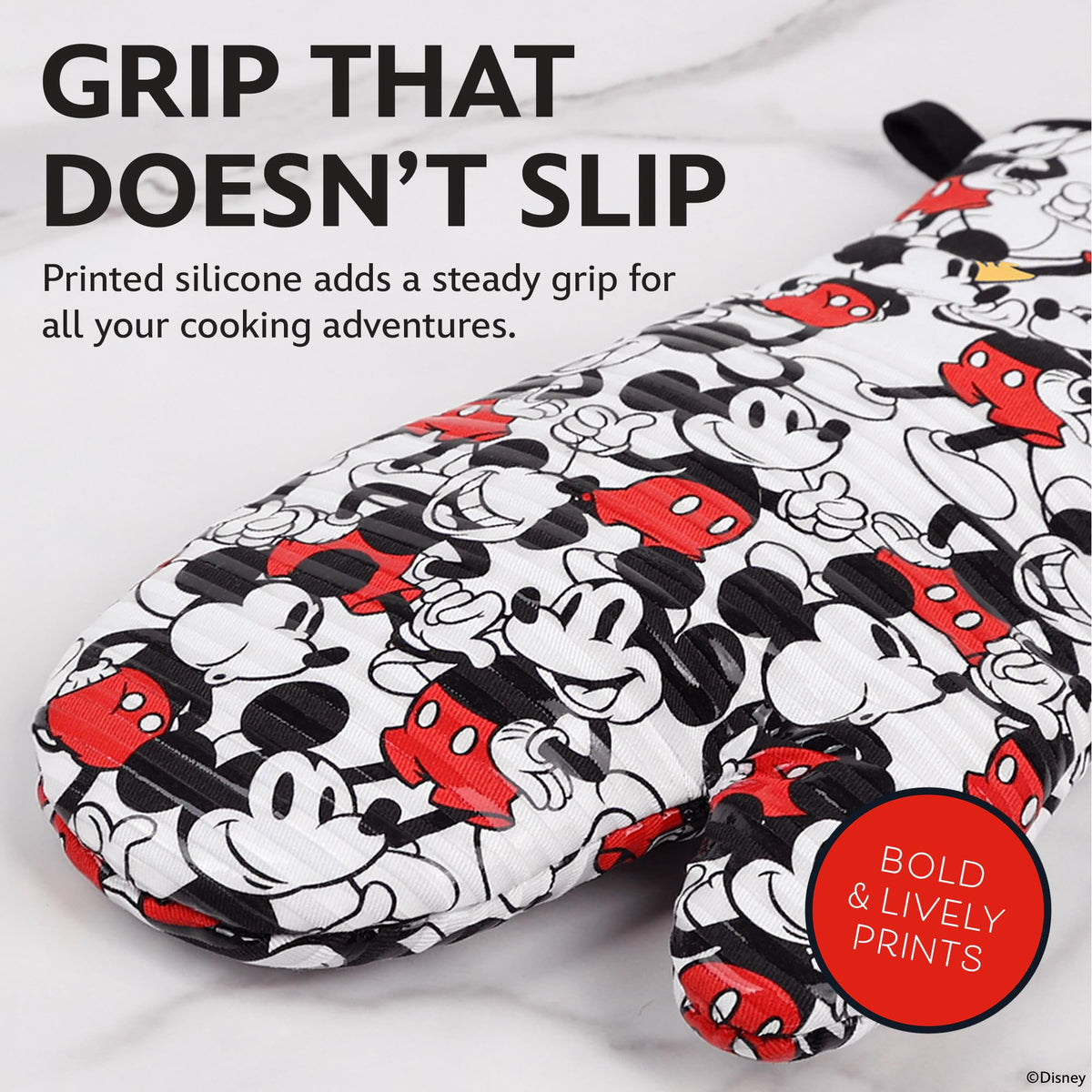 Built-in hanging loop on Disney mitts for easy storage and quick access.