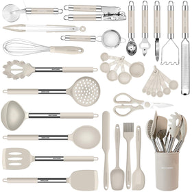 BestZMWK 33-piece silicone kitchen utensils set ready for versatile cooking and non-stick care