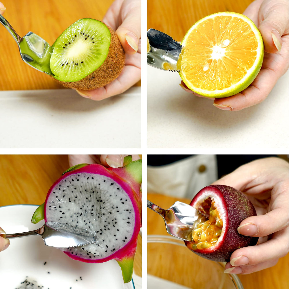 Better Houseware grapefruit spoon angled tip demonstrates membrane separation