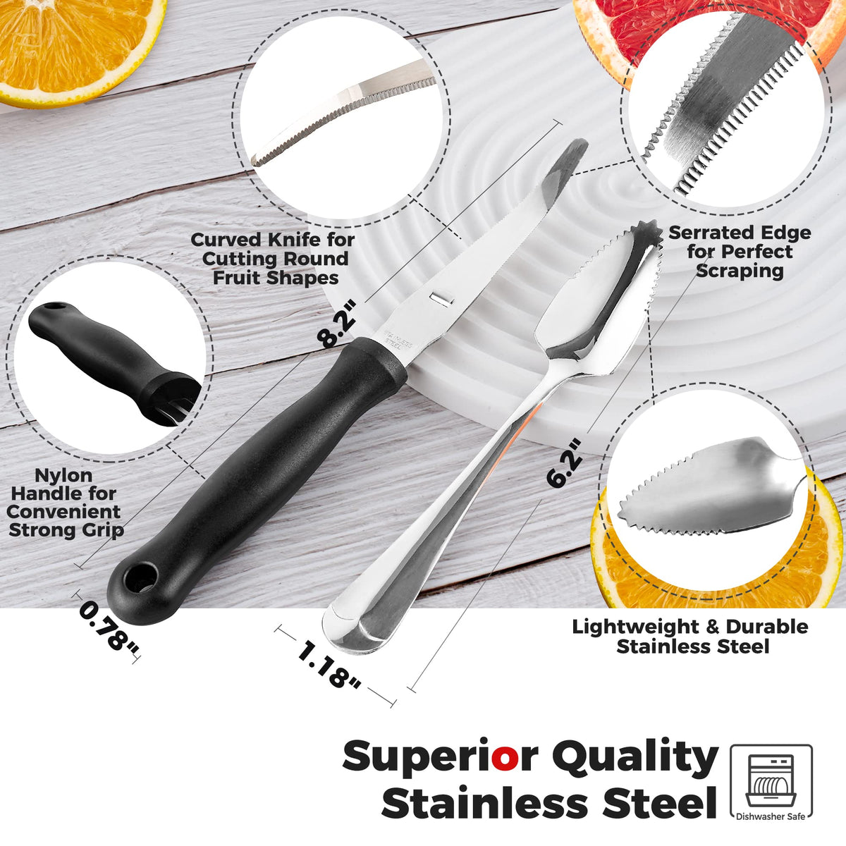 Better Houseware double serrated blade for controlled cutting
