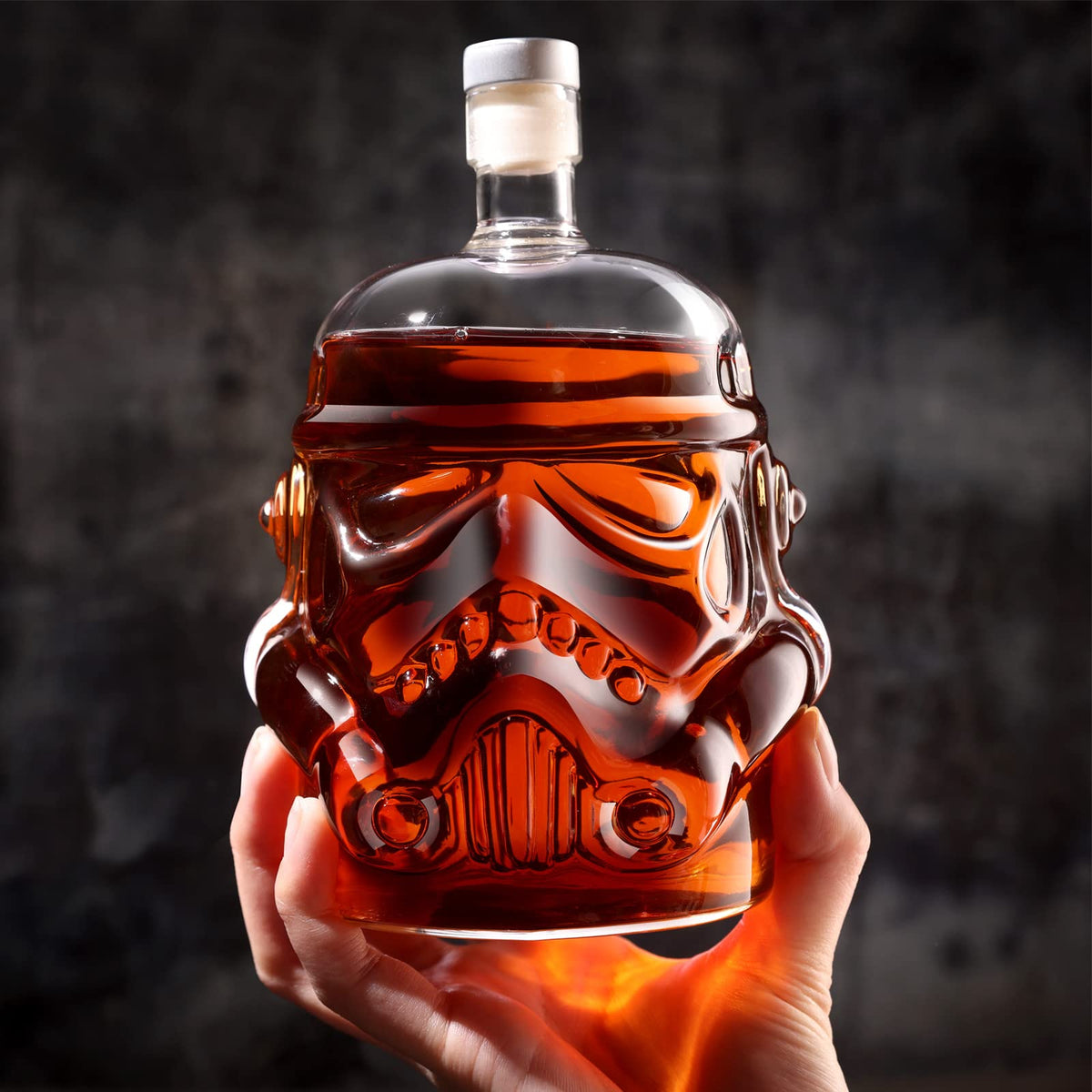 BEYOND MS 750ml capacity label on whiskey decanter