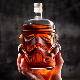 BEYOND MS 750ml capacity label on whiskey decanter