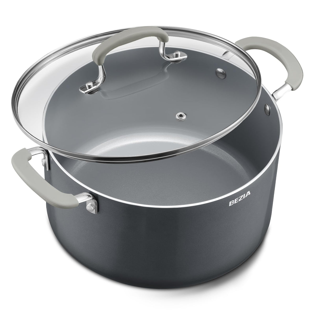 BEZIA 10-quart stock pot with lid, ideal for roasts and large soups.