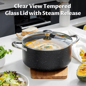 BEZIA stock pot nonstick coating enables effortless cleanup after cooking
