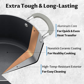 BEZIA warp-resistant bottom maintains stable contact on flat cooktops
