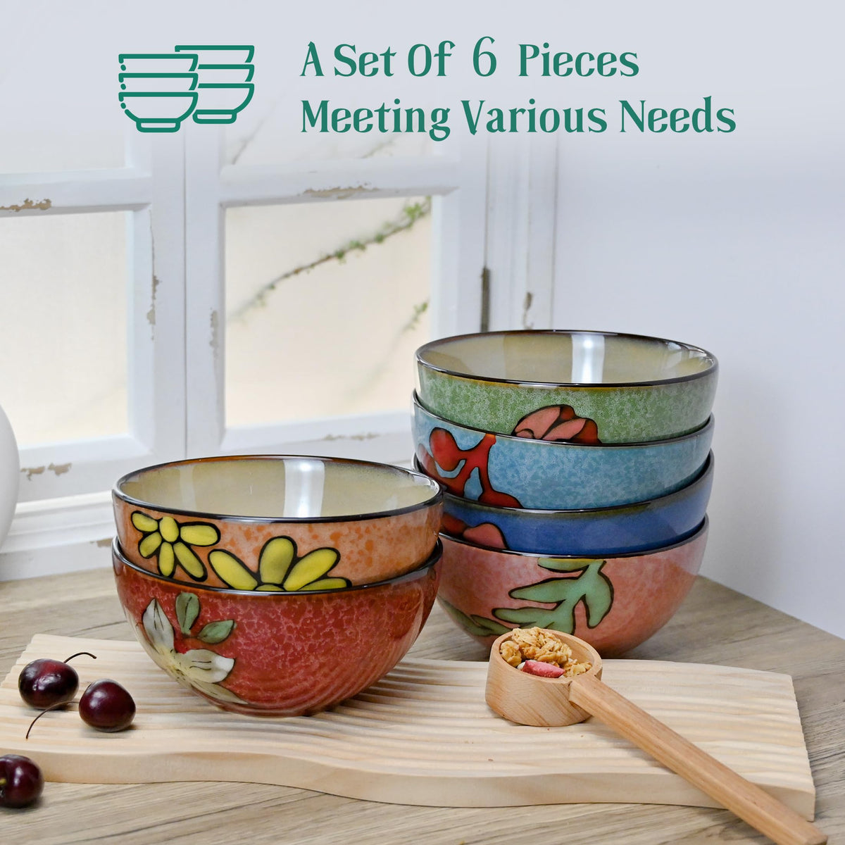 BGCTM floral ceramic bowls on table setting for cereals and salads