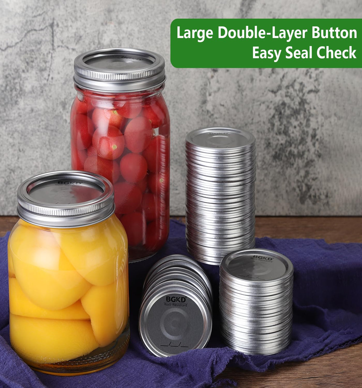 BGKD wide-mouth lid fits Ball and Kerr jars for versatile use
