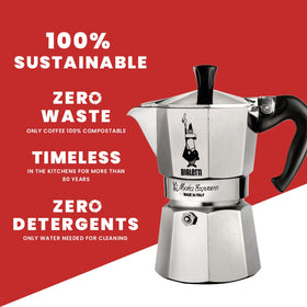 Durable aluminium body of Bialetti Moka Express highlighting robust construction.