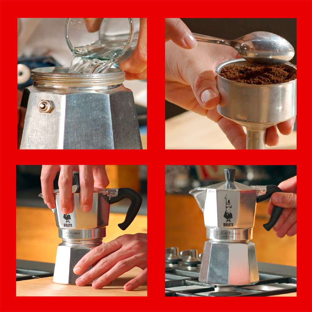Bialetti Moka Express easy-cleaning concept with water rinse after use.