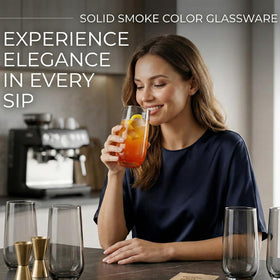 Biandeco grey durable glasses with reinforced walls resist chips.